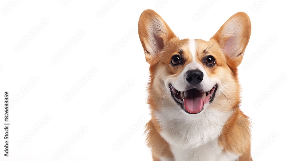 A happy welsh corgi dog on a white background A happy welsh corgi dog on a white background