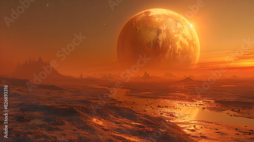 Mysterious Surface of an Unknown Planet Featuring Alien Terrain and Bizarre Landscapes