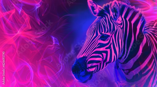 Fototapeta Naklejka Na Ścianę i Meble -  Vibrant neon striped zebra pattern: abstract psychedelic background in trendy fluorescent colors
