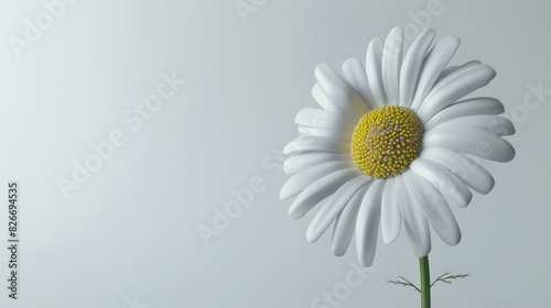 3d render of white daisy flower on white copy spcae background. photo