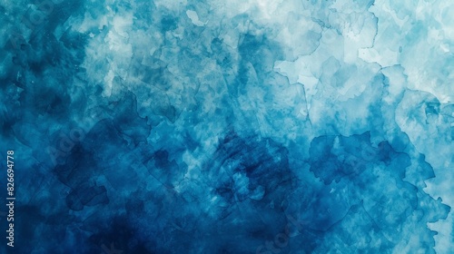 Abstract watercolor paint background: gradient deep blue with liquid fluid grunge texture for banner or background design