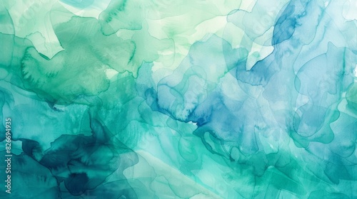 Abstract watercolor background in teal blue and green with liquid fluid texture for artistic banners and design projects
