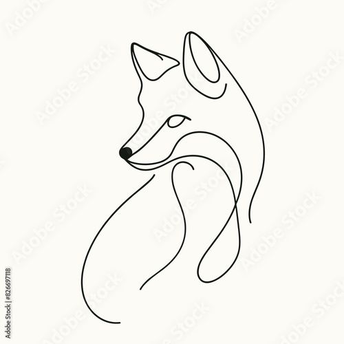 vector image white background fox lineart