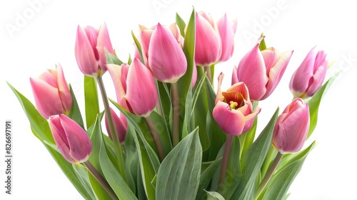 Fresh tulip bouquet isolated on a white background