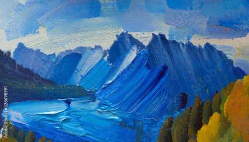 Wallpaper Mural Abstract background with ASMR cobalt blue paint, macro, paint dashes Torontodigital.ca
