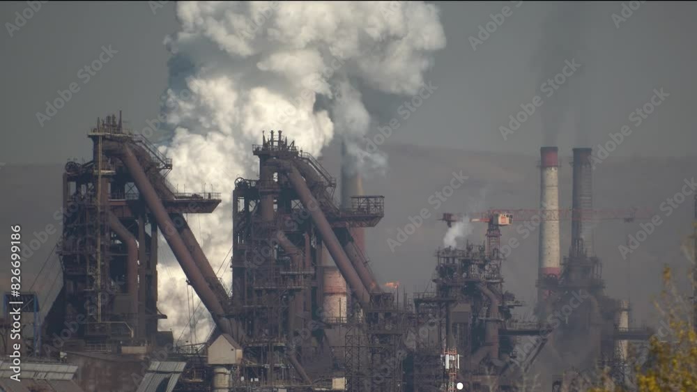 Pollution of the city's atmosphere with harmful smoke emissions from the chimneys of a metallurgical enterprise Pollution of the city's atmosphere with harmful smoke emissions from the chimneys of a metallurgical enterprise