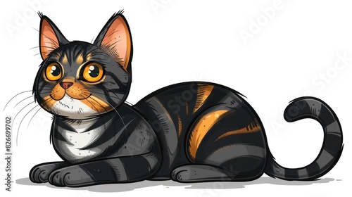 Striped Cat Clipart A Charming Feline with Distinctive Markings photo