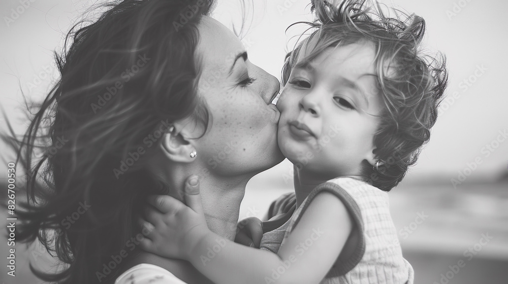 Child Kissing Mom on the Cheek Child Kissing Mom on the Cheek