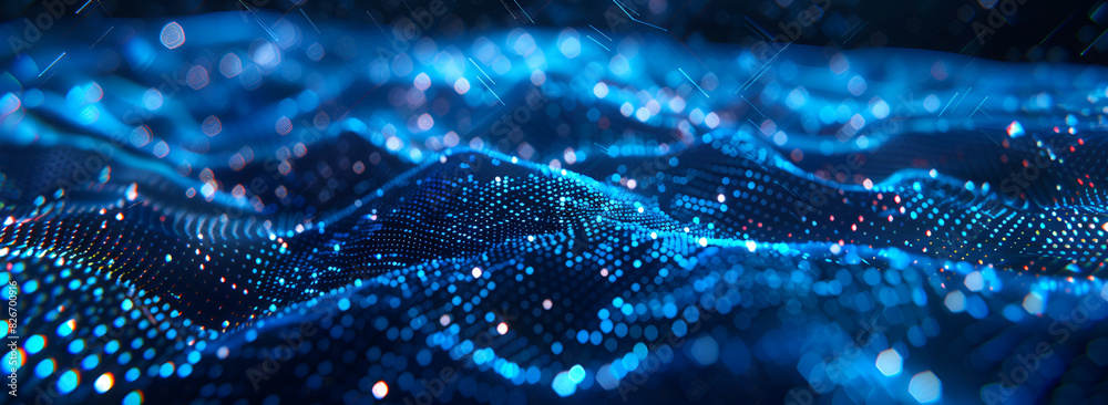 Digital Dimension: Dark Blue 3D Network Grid, Depth and Dimension: Futuristic 3D Network Digital Dimension: Dark Blue 3D Network Grid, Depth and Dimension: Futuristic 3D Network