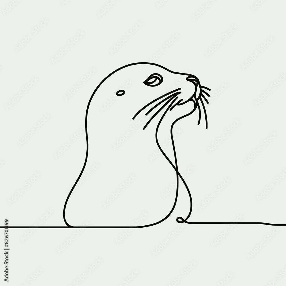 Fototapeta premium vector style image white background seal lineart
