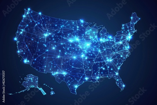 Digital map of america network connectivity created with generative ai