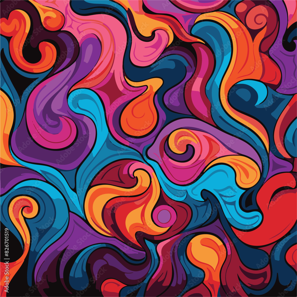 Psicodelic dynamic curves in neon abstract pattern style Psicodelic dynamic curves in neon abstract pattern style