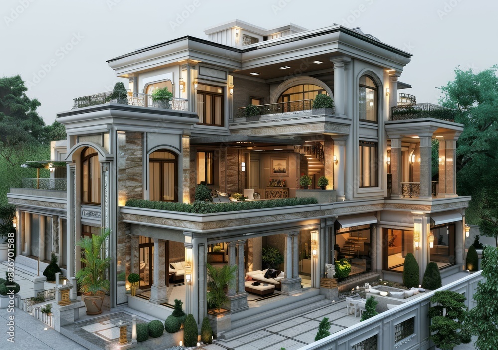 Naklejka premium Modern Villa Design Renderings