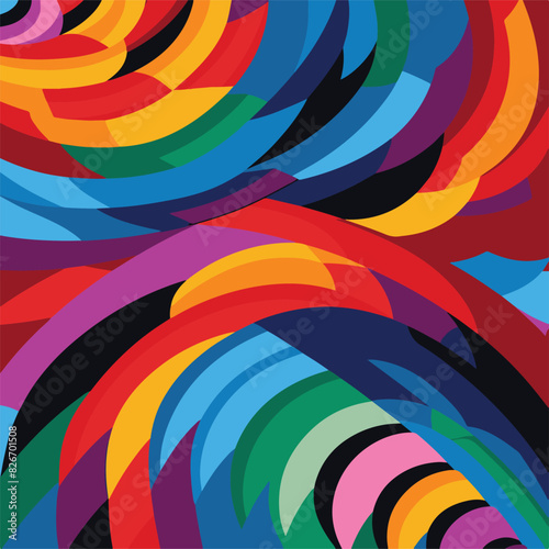 Brilliant colrful cuvers abstract pattern from the corner 