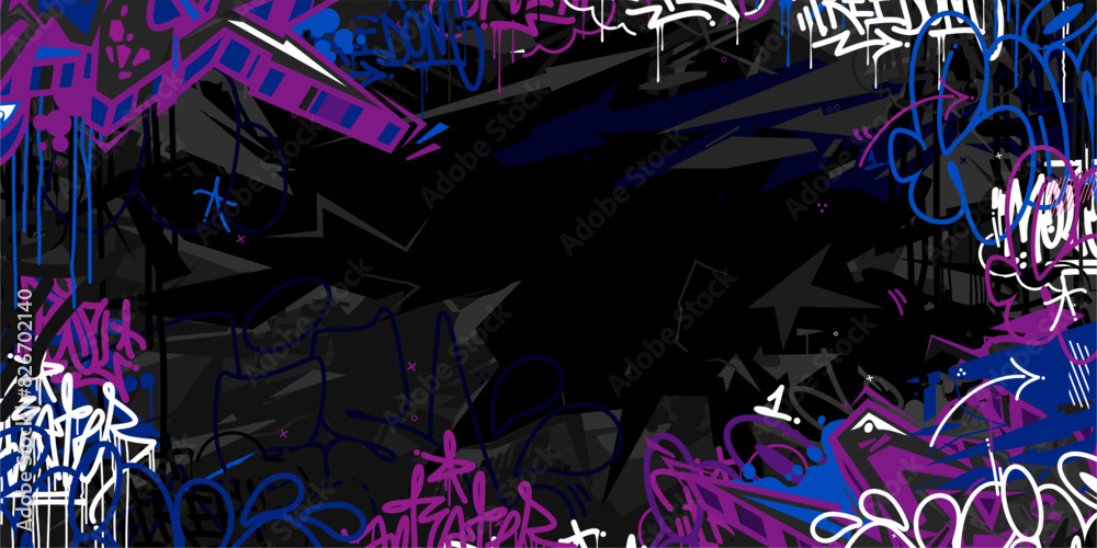 Obraz premium Cool Abstract Dark Blue Urban Street Art Graffiti Style Vector Illustration Background Template