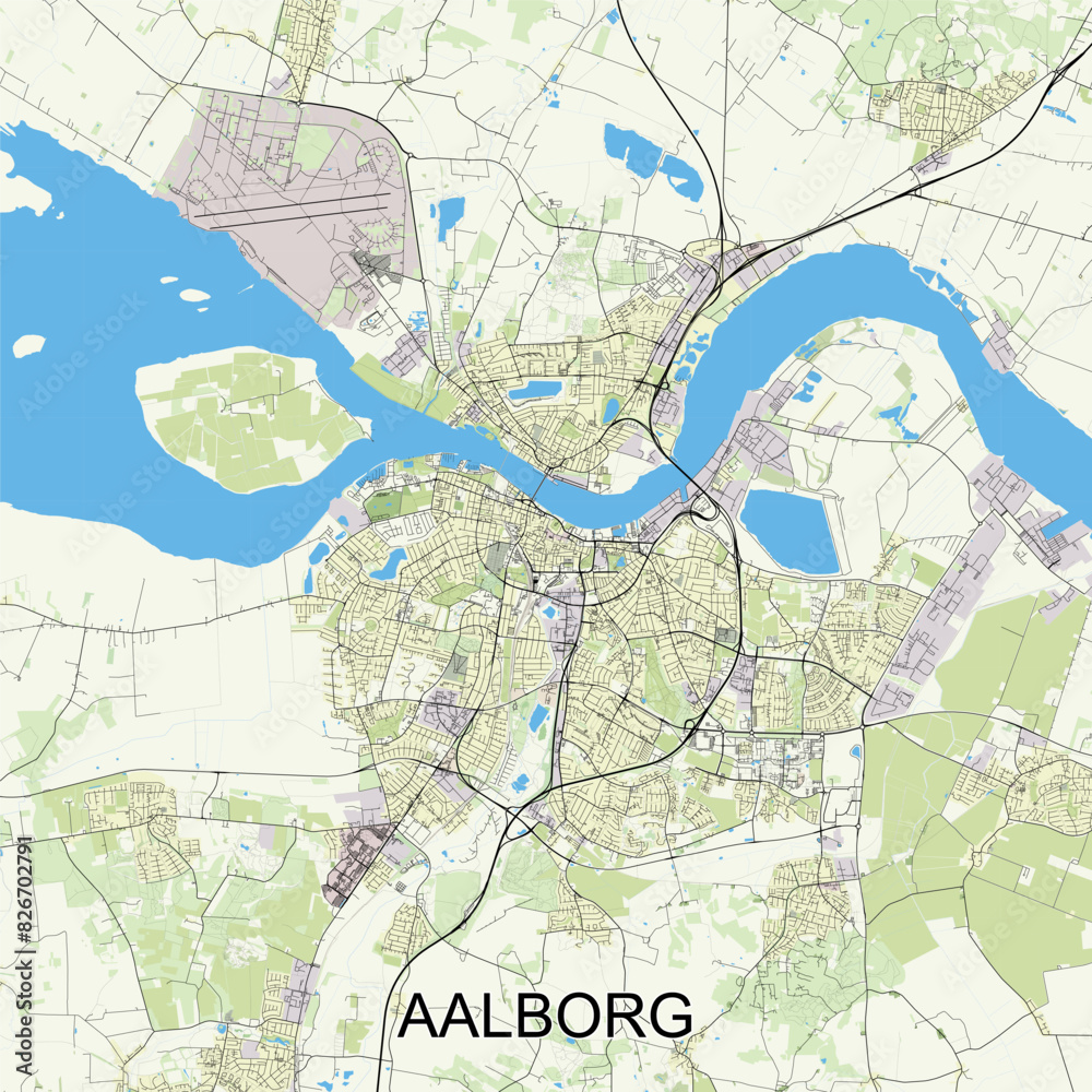 Obraz premium Aalborg, Denmark map poster art
