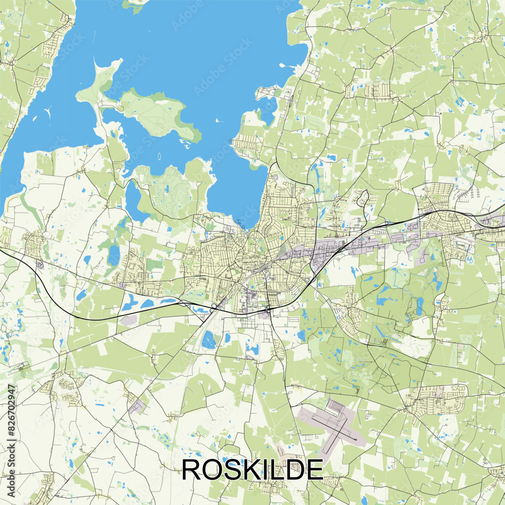 Fototapeta premium Roskilde, Denmark map poster art