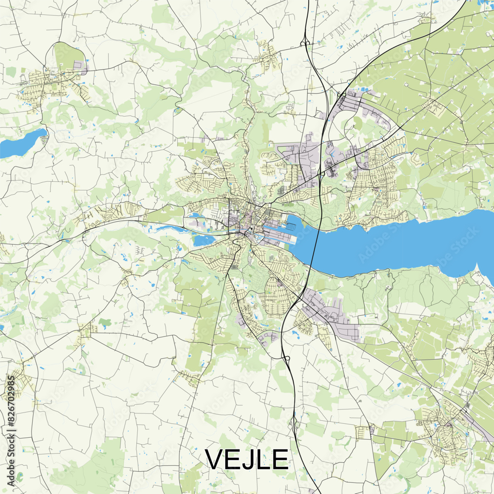 Obraz premium Vejle, Denmark map poster art