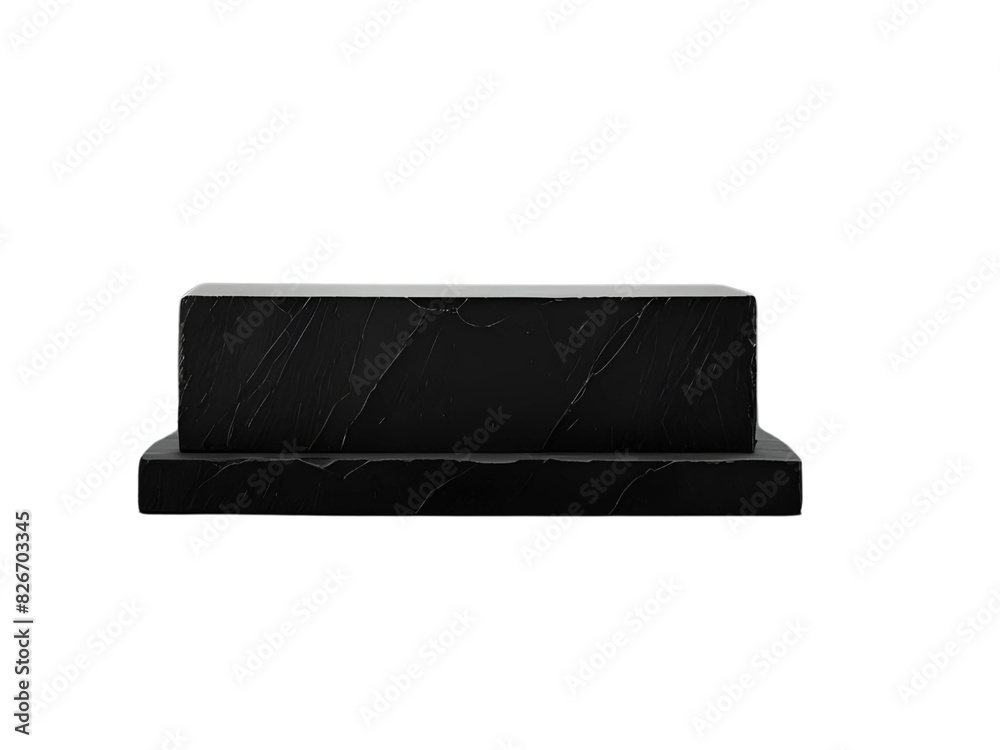 Empty black rock podium for product presentation isolated on transparent background Empty black rock podium for product presentation isolated on transparent background