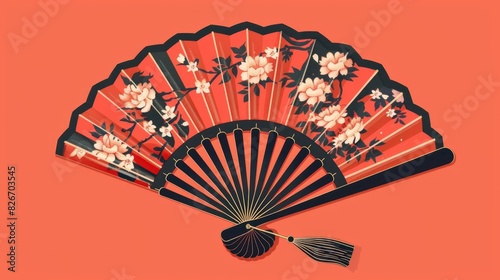 traditional asian hand fan illustration for asian american and pacific islander heritage month vibrant vector art