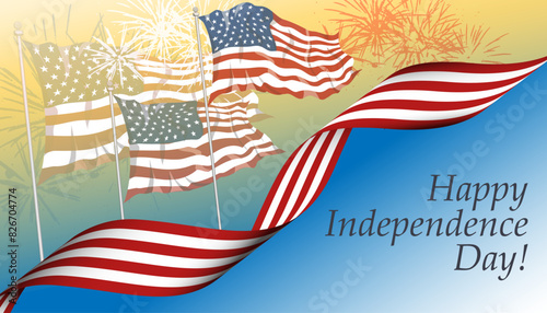 Happy 4th of July, Independence day America USA patriotic banner, greeting poster, card, background, web, cover, label,  layout. Victory Day print holiday information, party, celebration
