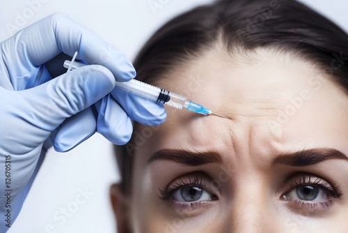 Woman receiving botox cosmetic treatment enhancing beauty with advanced cosmetology procedure