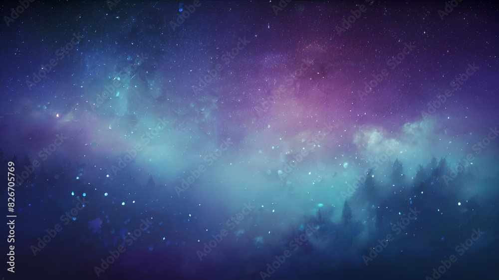space background with stars and forest