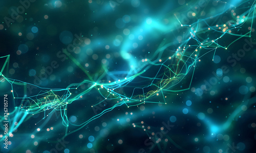 Neural Network Data Flow: Dynamic Digital Background for Tech Processes and AI