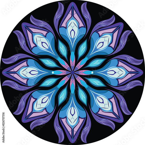 Cold graddient flower blue and purple in black background