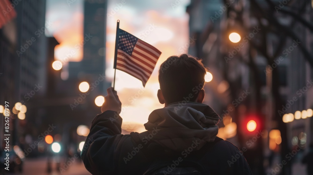 Obraz premium A man celebrating the 4th of July, Independence Day