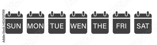Set of calendar icons on a white background.