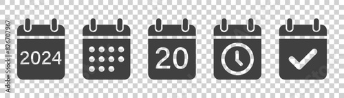 Set of calendar icons on a white background.