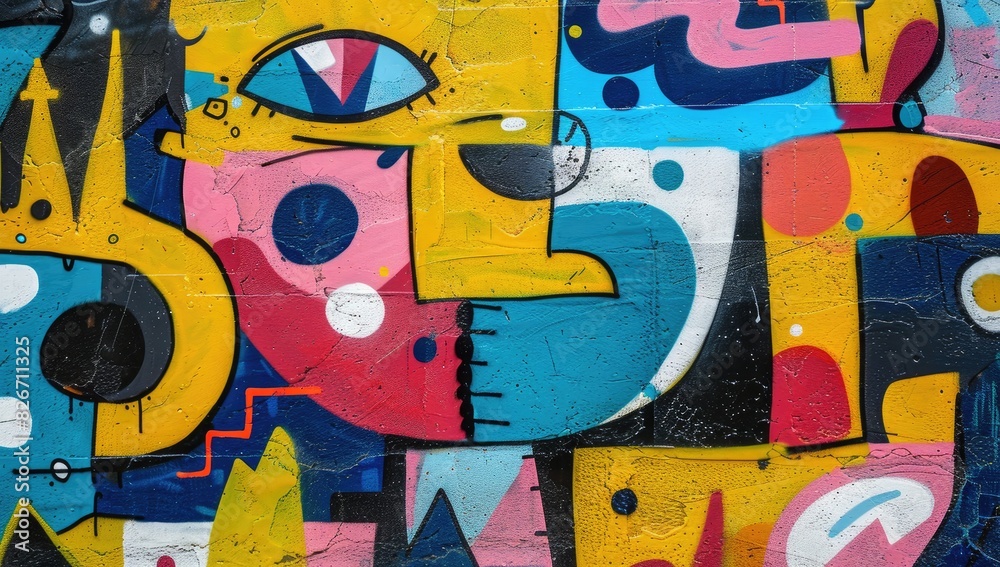 Obraz premium Abstract Characters and Shapes in Graffiti Style