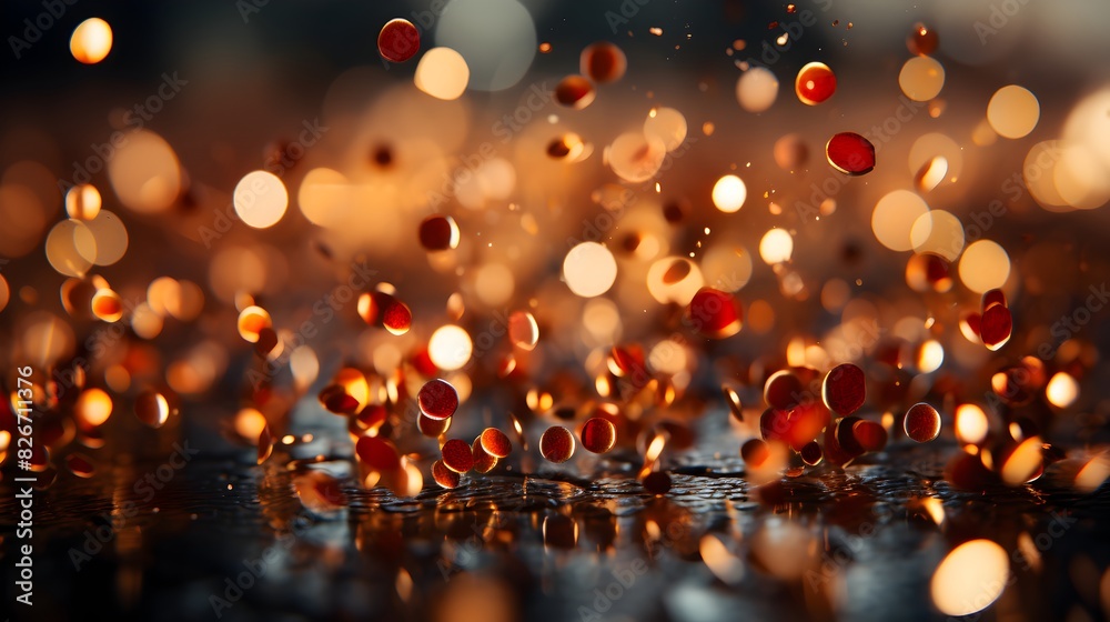 Vibrant red confetti falling with dynamic movement Vibrant red confetti falling with dynamic movement