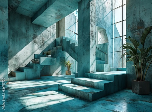 Abstract interior with stai...
