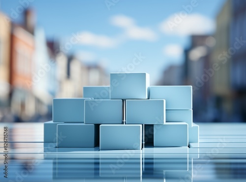 Blue cubes with reflection ...