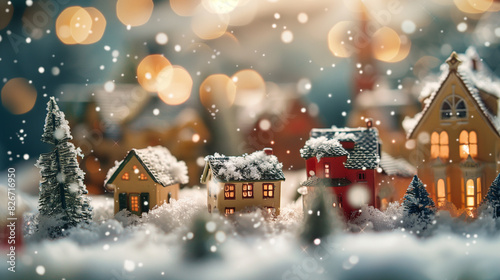 winter miniature town, christmas concept, created with generative AI technology © christian