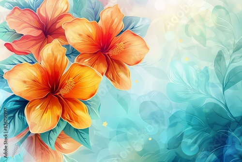 Hand-painted tropical flower illustrations
