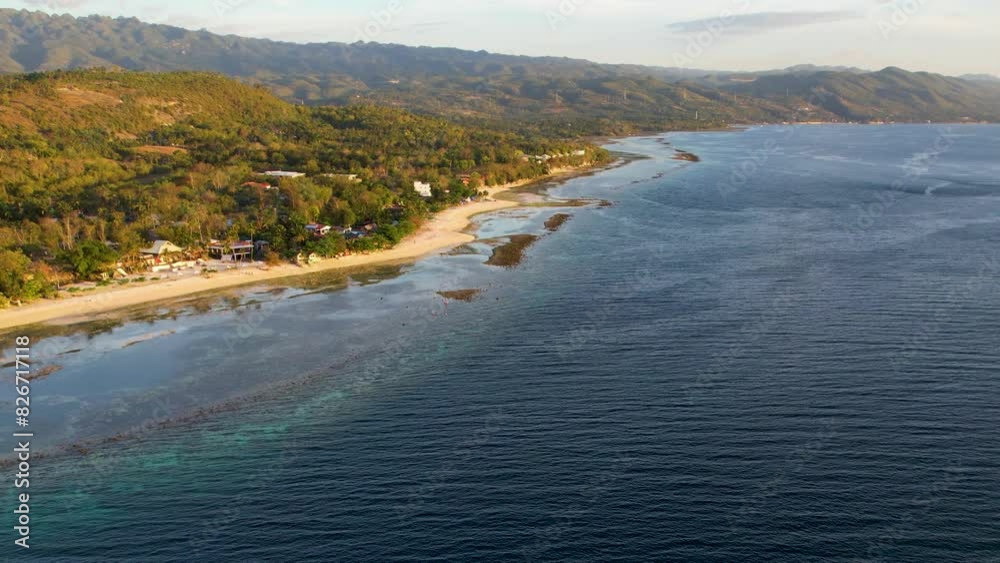4K Aerial Drone video of beautiful beach with turquoise water and a lively reef on a sunny day with mountains in the back. Badian Lambig beach, Philippines 4K Aerial Drone video of beautiful beach with turquoise water and a lively reef on a sunny day with mountains in the back. Badian Lambig beach, Philippines