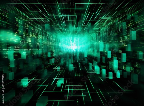 Abstract green matrix backg...