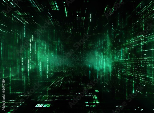 Abstract green matrix backg...