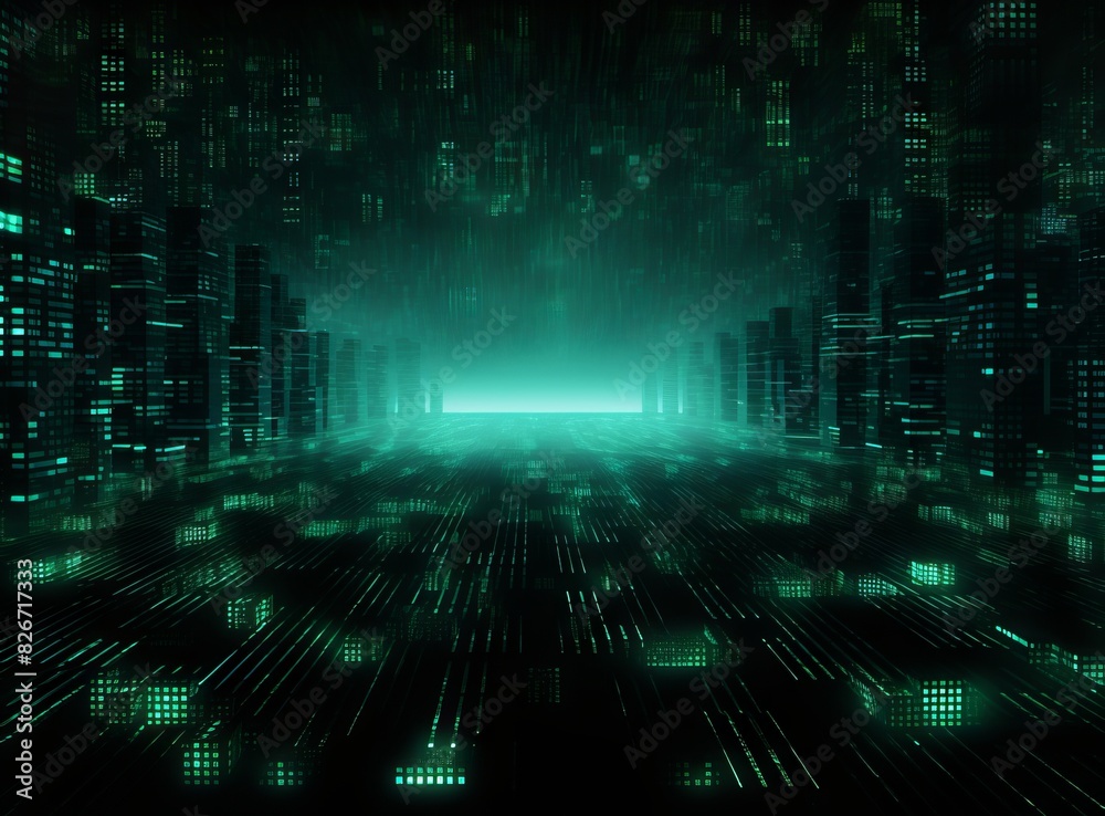 Abstract green matrix background with some glowing lines and dots in it Abstract technology digital hi tech concept with cubes Abstract green matrix background with some glowing lines and dots in it Abstract technology digital hi tech concept with cubes