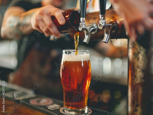 A man pouring beer into a glass from a tap