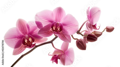 Beautiful pink orchids isolated on a white background. Delicate flowers in a minimalist style. Perfect for floral design projects and nature photography. AI