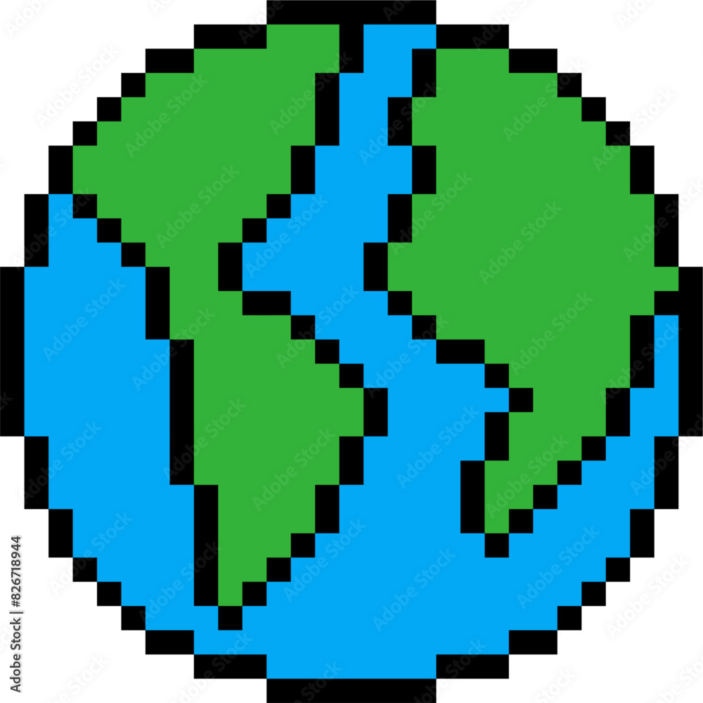 Fototapeta premium vector of a pixel style earth