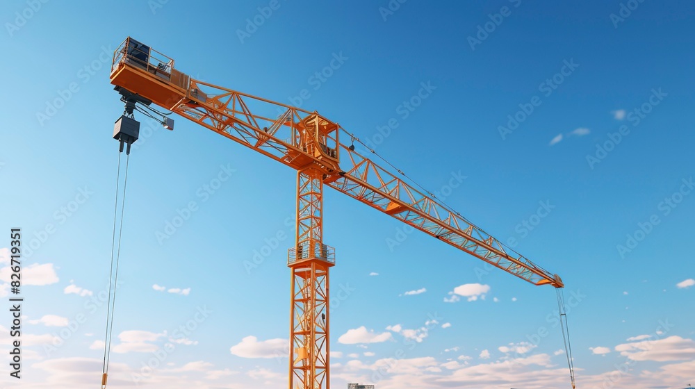 A photo of a construction crane against a clear sky. A photo of a construction crane against a clear sky.
