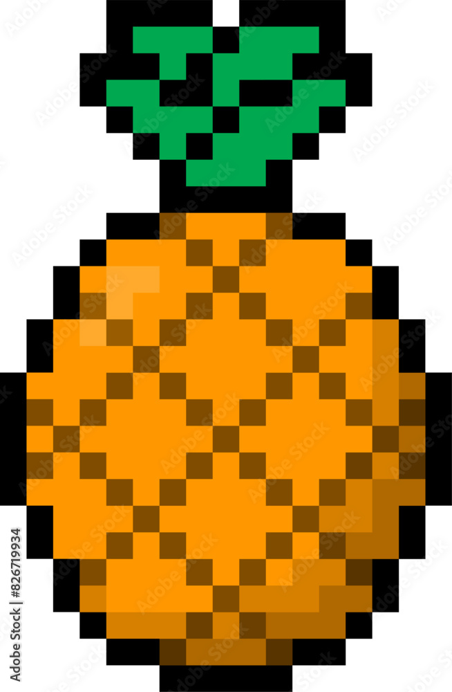 Fototapeta premium pixel style pineapple fruit vector