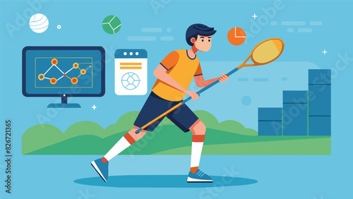 A young lacrosse player using an analytics tool to track their ground ball possessions and turnovers.. Vector illustration