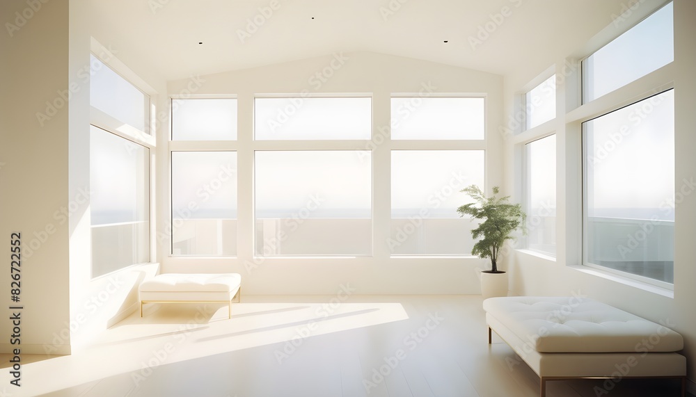 Fototapeta premium white and gold theme interior modern minimalism photo realism