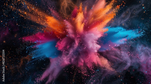Explosion of Bright Colors on Black Background
